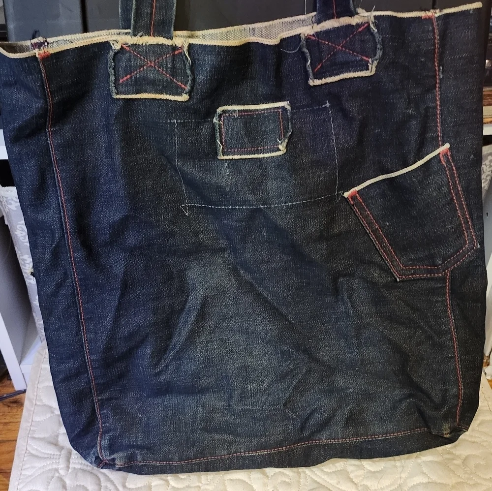 Vintage GAP Product Red Denim Tote and Scarf -Hamme(red). - Picture 3 of 6